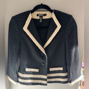 DKNY Women's Black and Cream Polka Dot Blazer NEW